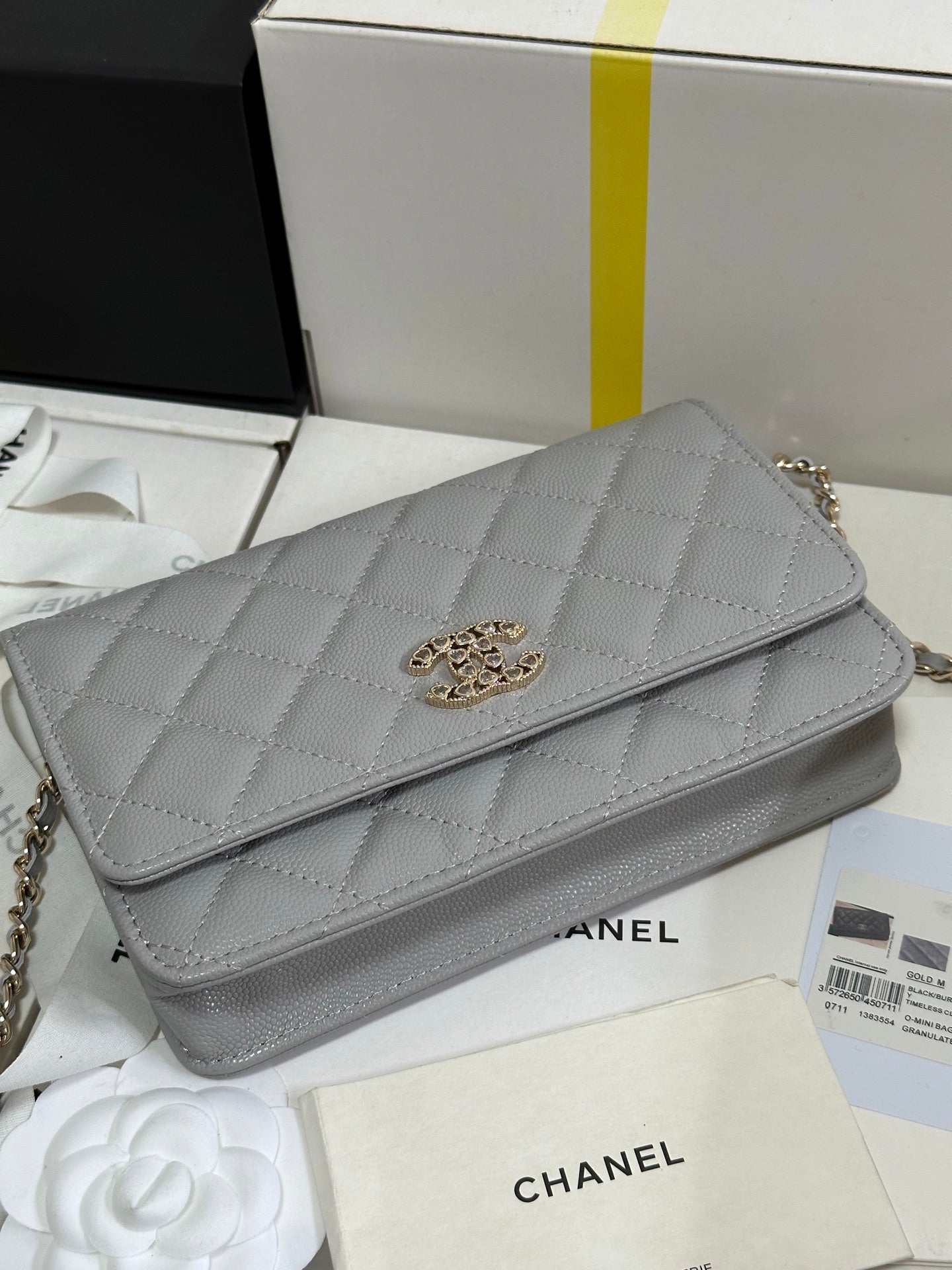 STRASS WOC ENTRUPY BAG 19 IN SPANISH GREY CALFSKIN GOLD HARDWARE
