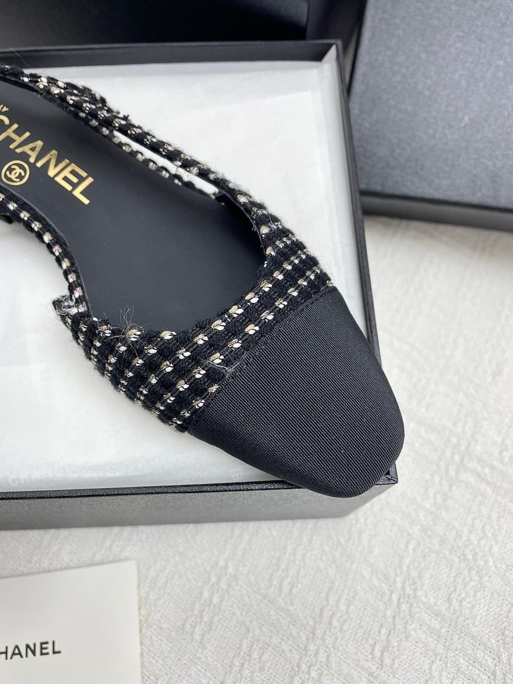 CC SLINGBACK 25S 25 MM IN BLACK TWEED AND FABRIC