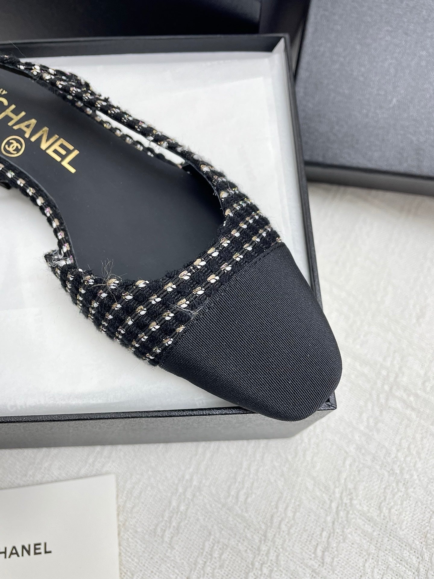 CC SLINGBACK 25S 25 MM IN BLACK TWEED AND FABRIC