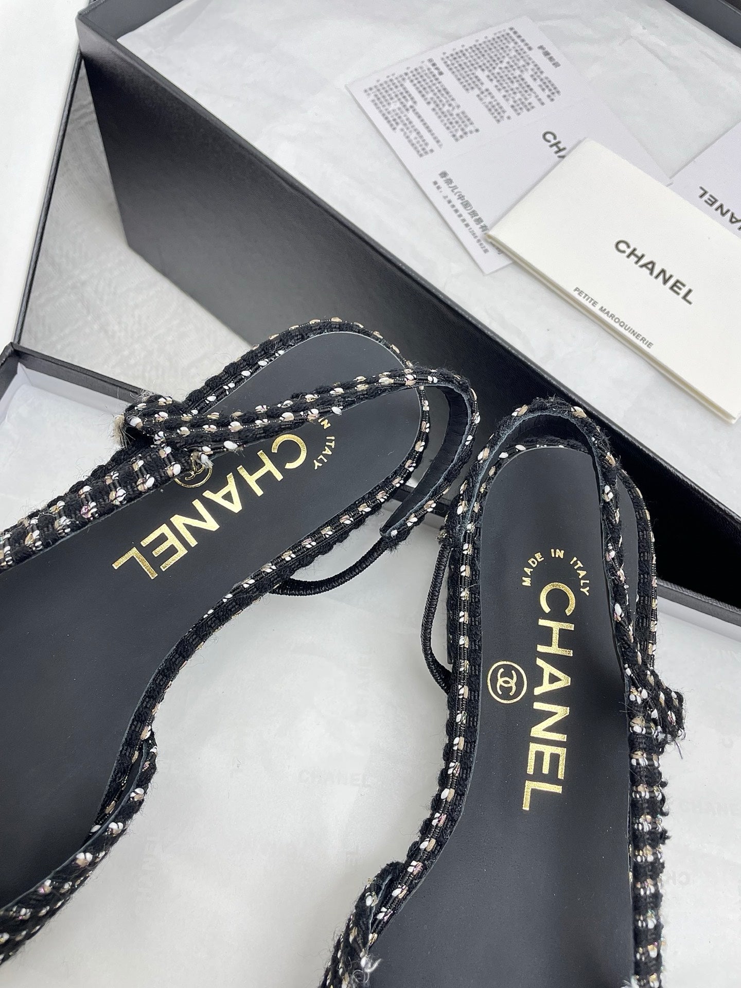 CC SLINGBACK 25S 25 MM IN BLACK TWEED AND FABRIC