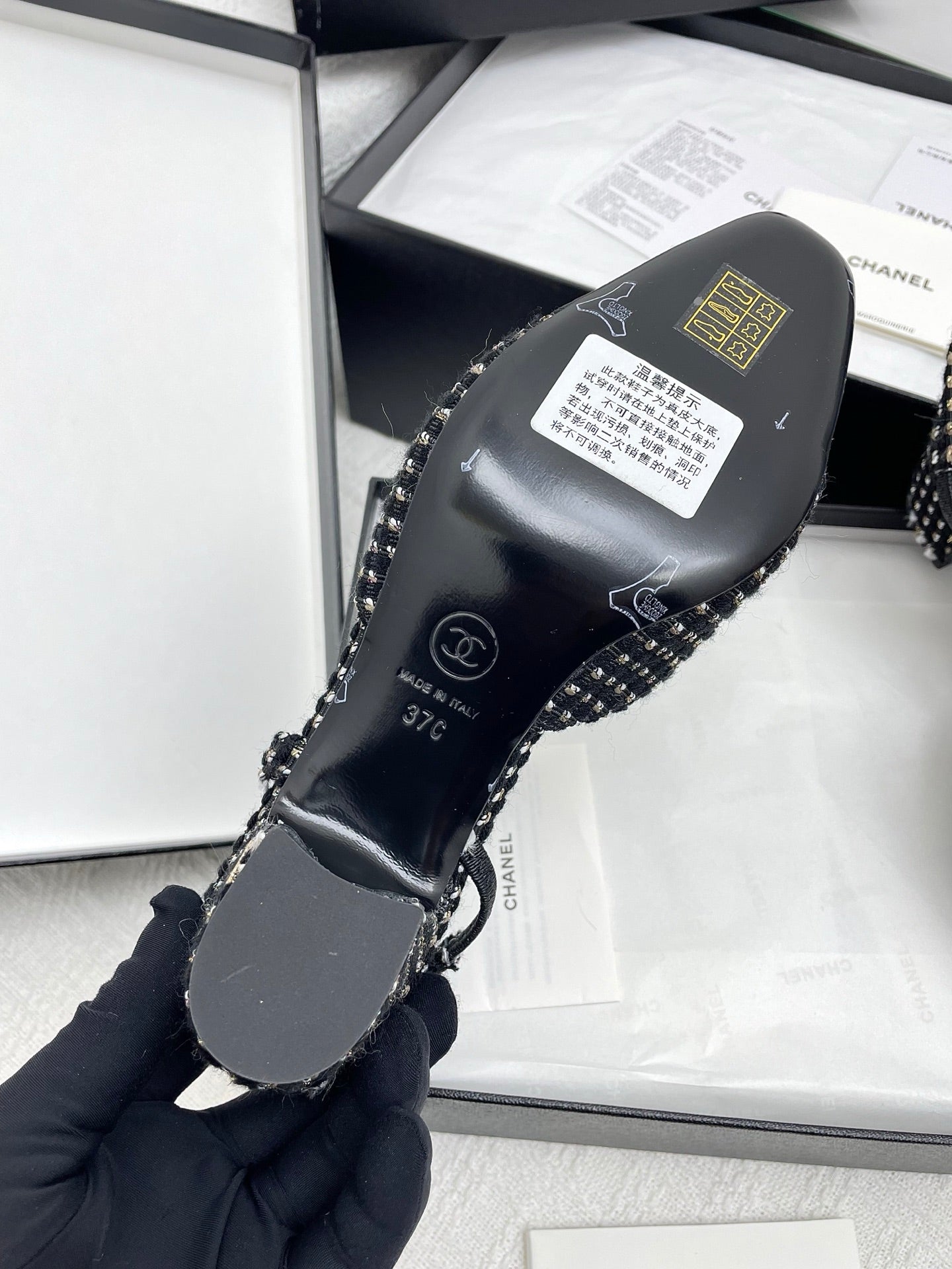 CC SLINGBACK 25S 65 MM IN BLACK TWEED AND FABRIC