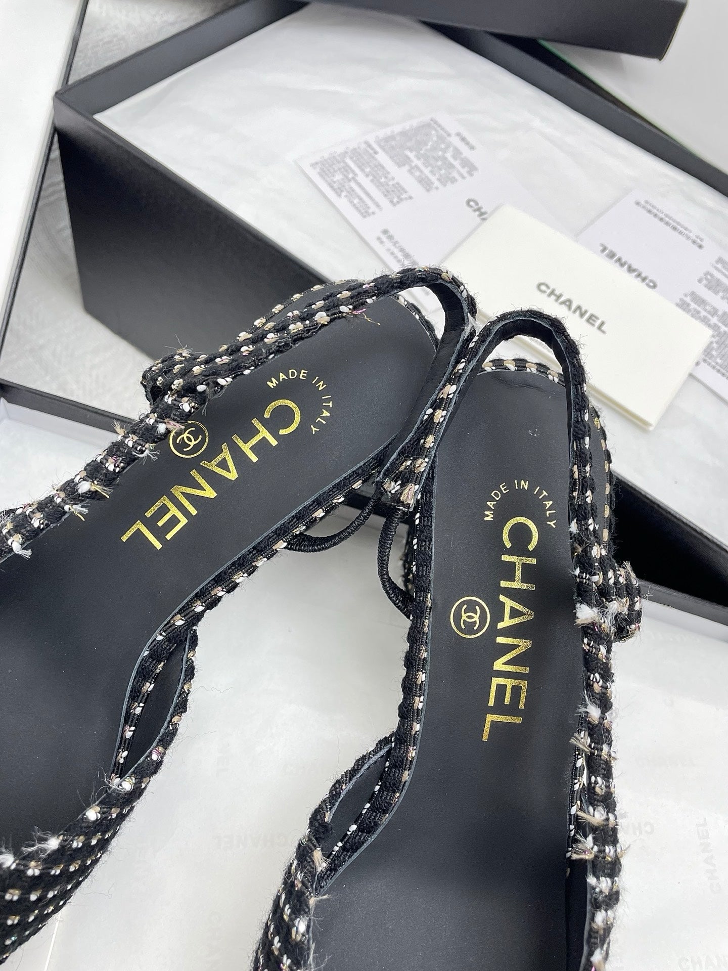 CC SLINGBACK 25S 65 MM IN BLACK TWEED AND FABRIC