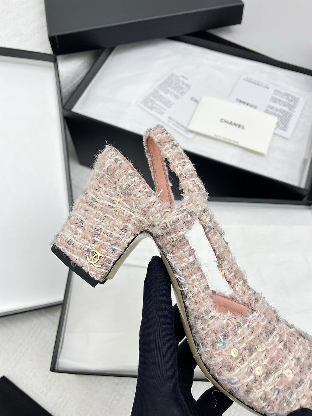 CC SLINGBACK 25S 65 MM IN LIGHT PINK TWEED