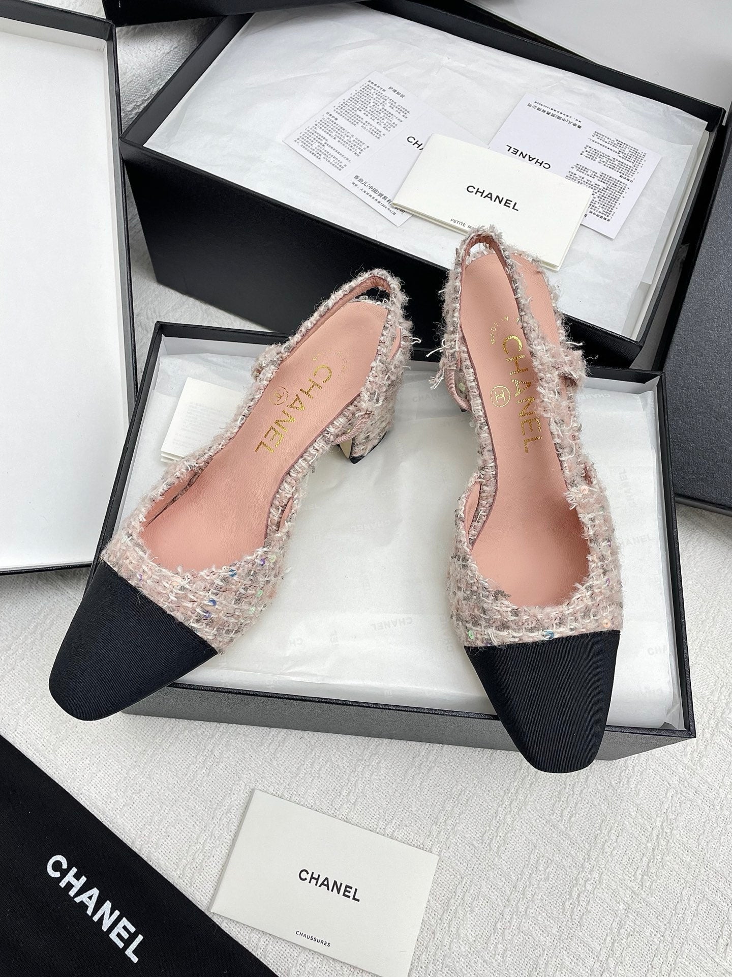 CC SLINGBACK 25S 65 MM IN LIGHT PINK TWEED