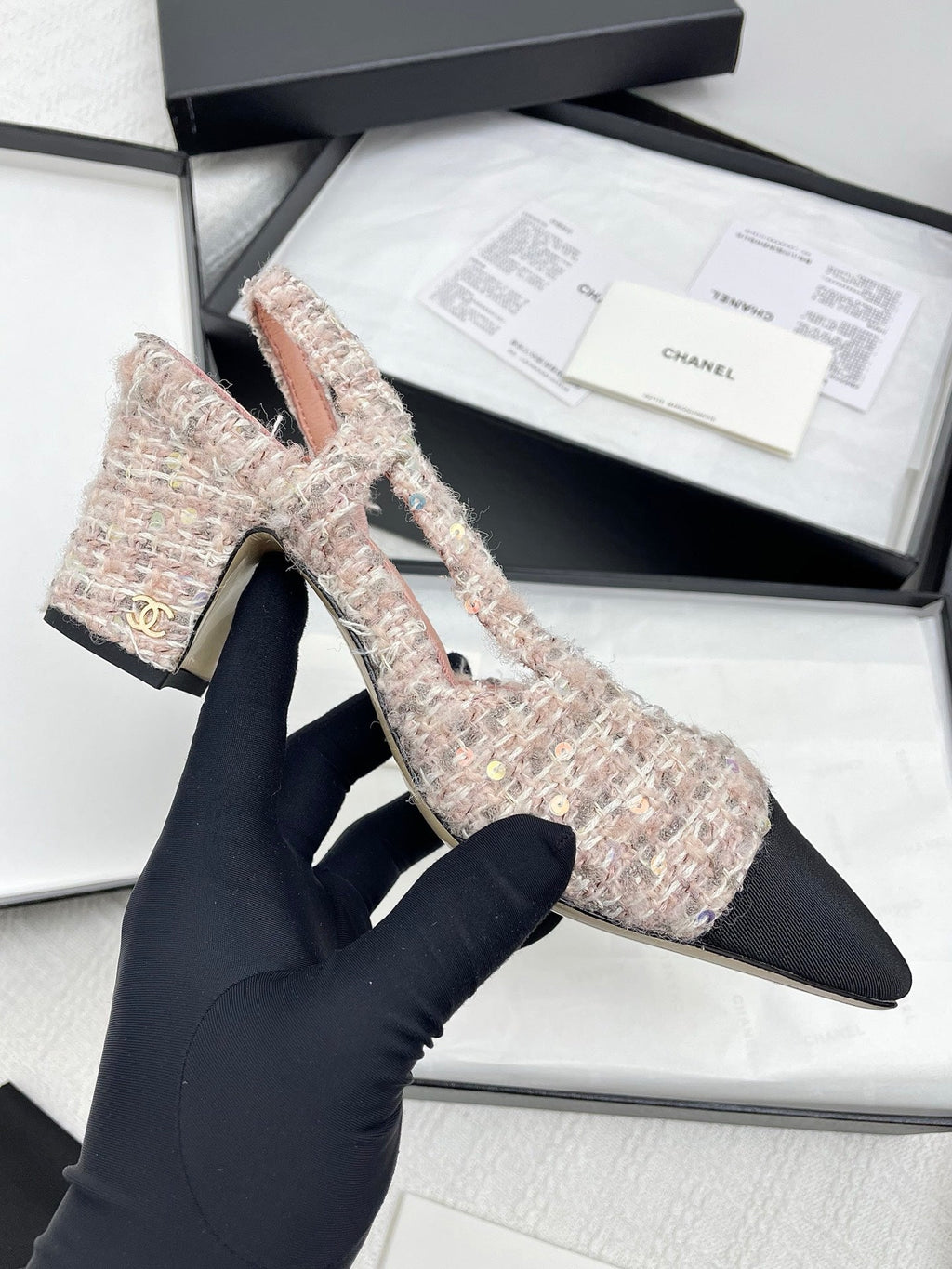 CC SLINGBACK 25S 65 MM IN LIGHT PINK TWEED