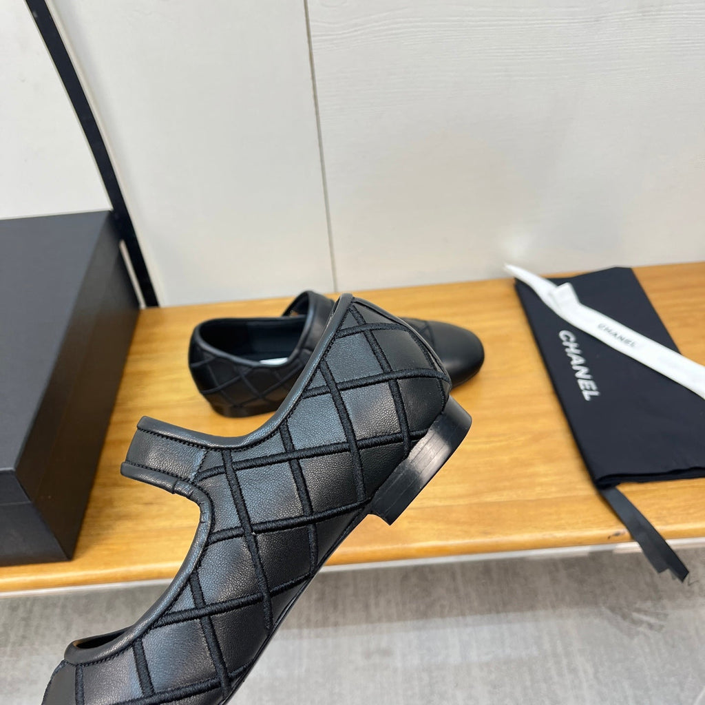 CHANEL 25S QUILTED MARY JANES BLACK IN CALFSKIN