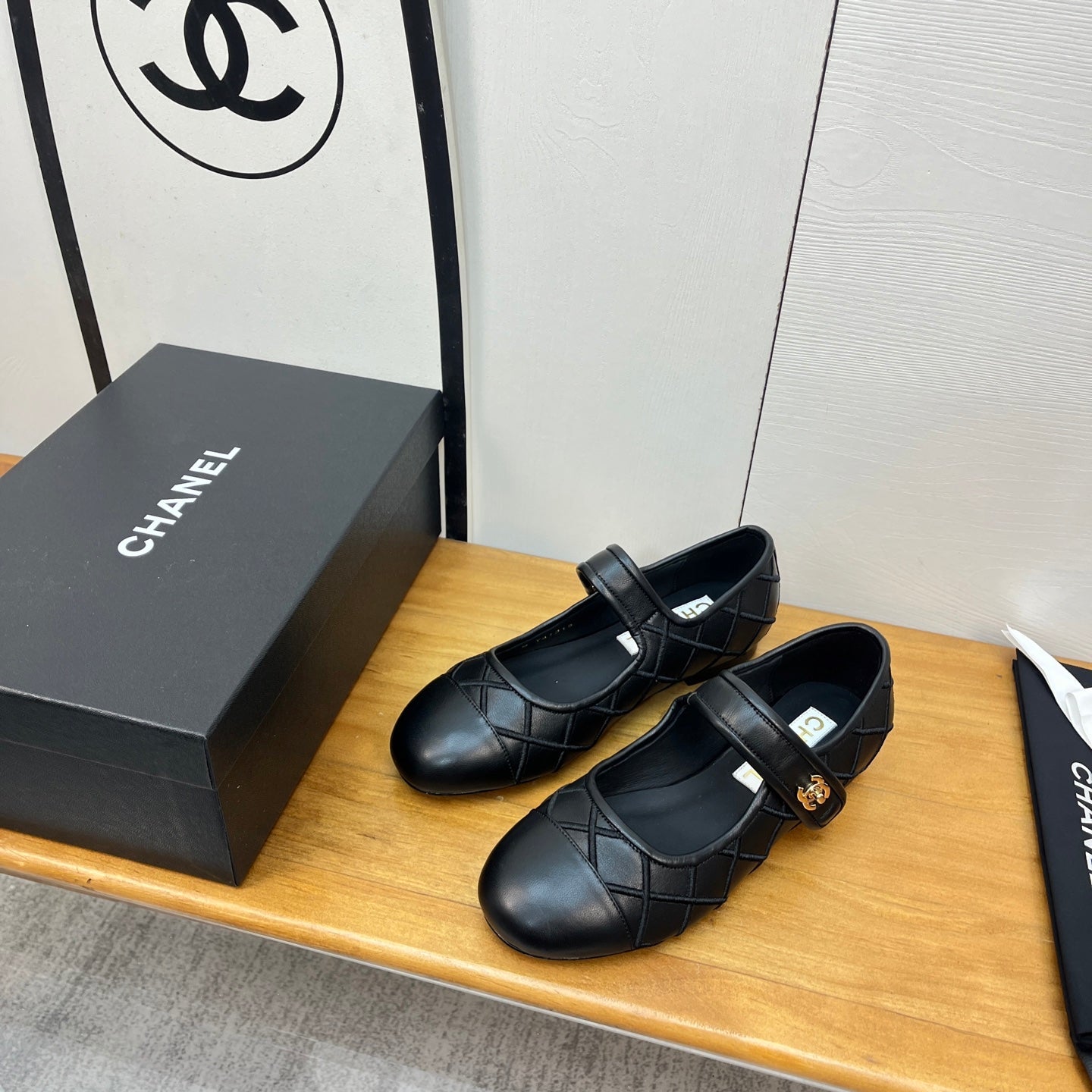 CHANEL 25S QUILTED MARY JANES BLACK IN CALFSKIN