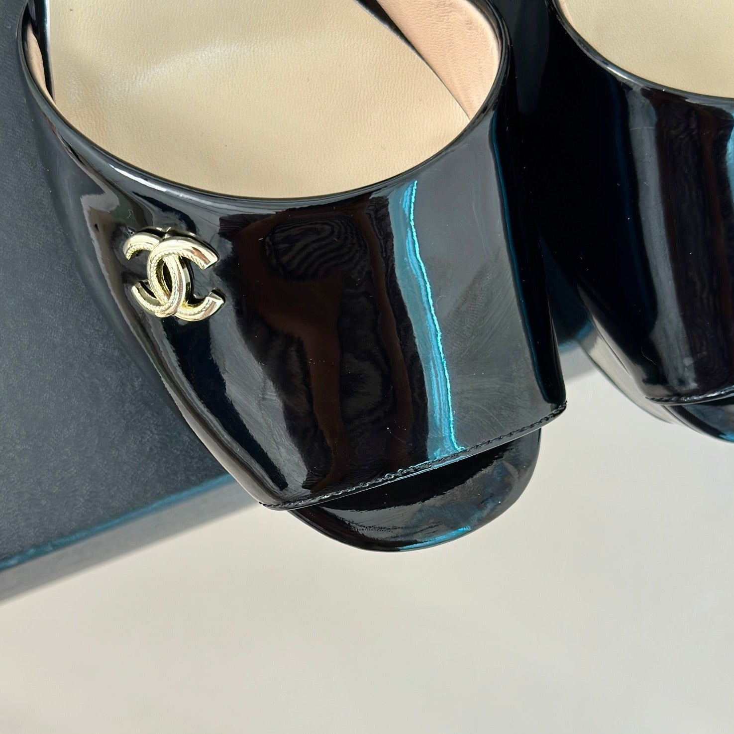 Double C High Heel Sandals Black Leather
