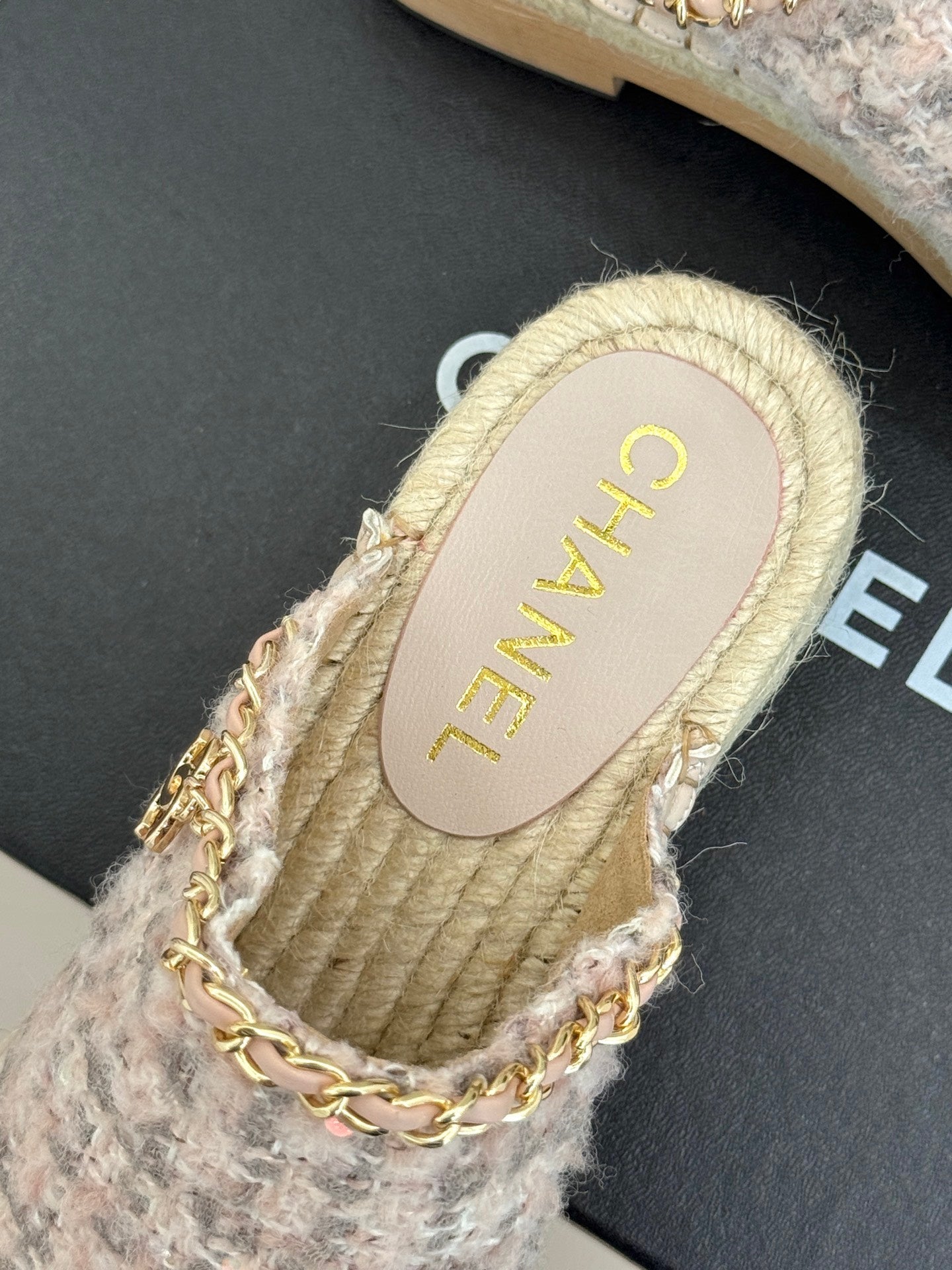 CC MULES 25SS 30 MM IN PASTEL PINK LAMBSKIN MIX TWEED