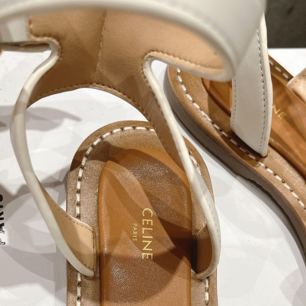 LYMPIA SANDAL IN TRIOMPHE MACCRAM¨¦ COTTON & CALFSKIN OFF WHITE / NAVY