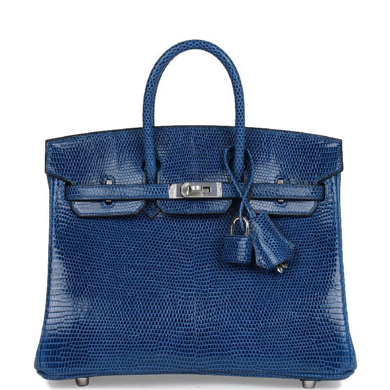 Hermes Birkin 25 Bleu Saphir Lizard Palladium Hardware