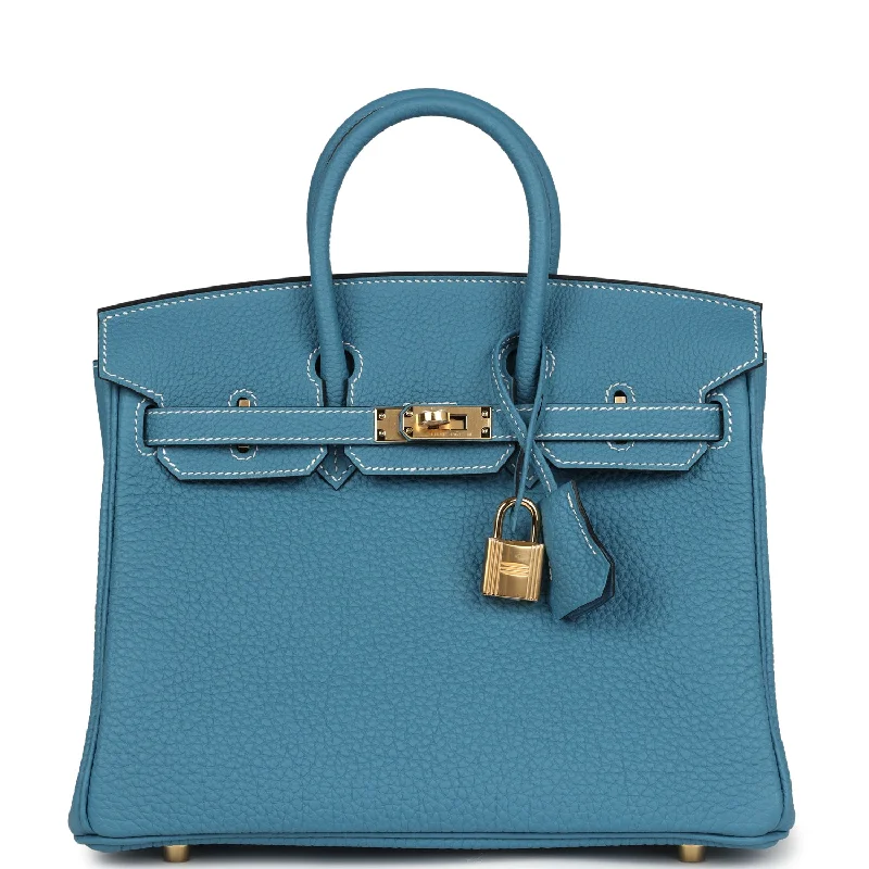 Hermes Birkin 25 Blue Jean Togo Gold Hardware