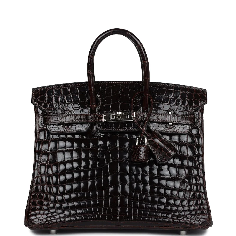  Hermes Birkin 25 Havane Shiny Niloticus Crocodile Palladium Hardware