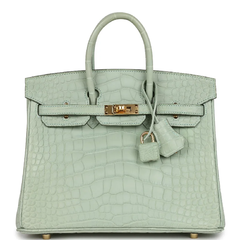 Hermes Birkin 25 Vert D'Eau Matte Alligator Gold Hardware