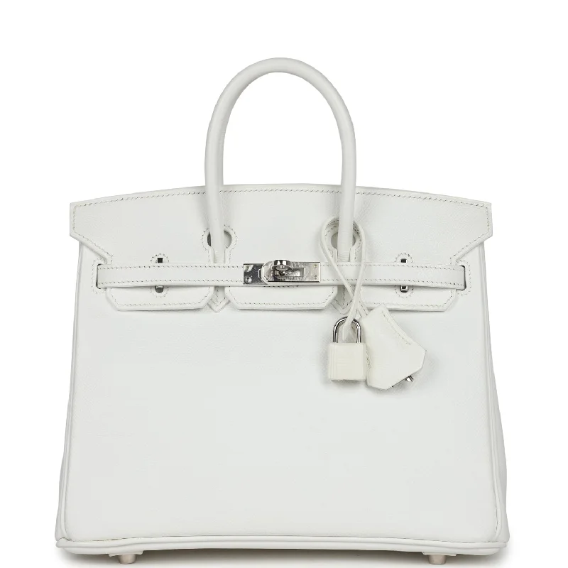  Hermes Birkin 25 White Epsom Palladium Hardware