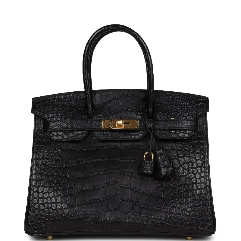 Hermes Birkin 30 Black Matte Alligator Gold Hardware