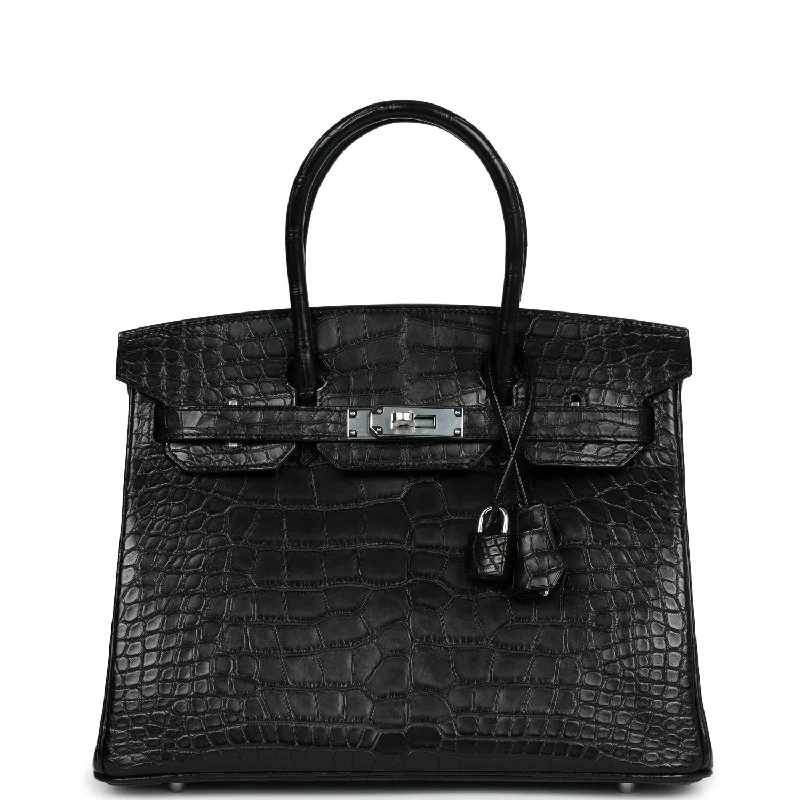 Hermes Birkin 30 Black Matte Alligator Palladium Hardware