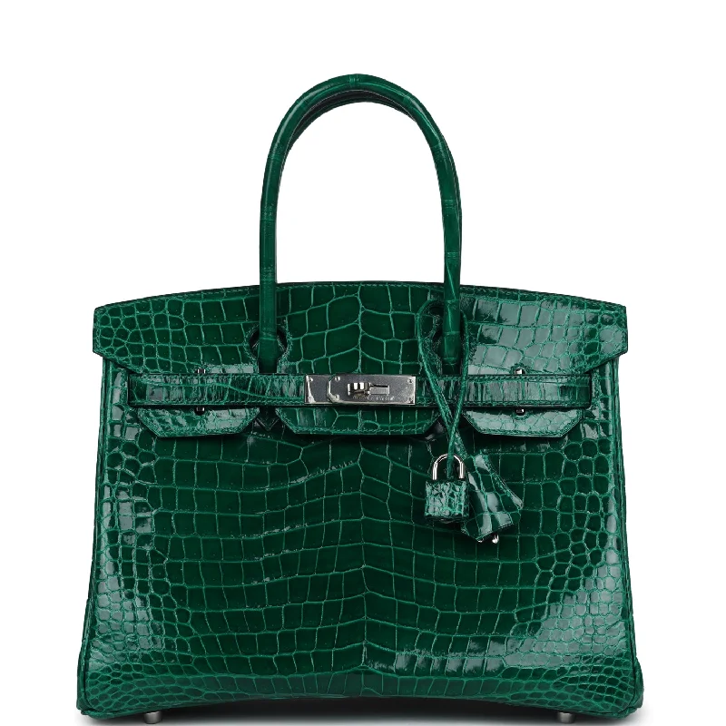  Hermes Birkin 30 Emerald Shiny Niloticus Crocodile Palladium Hardware