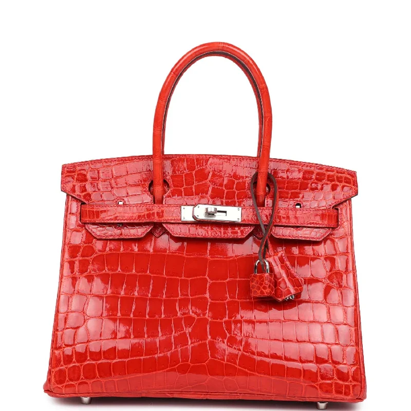 Hermes Birkin 30 Geranium Shiny Niloticus Crocodile Palladium Hardware