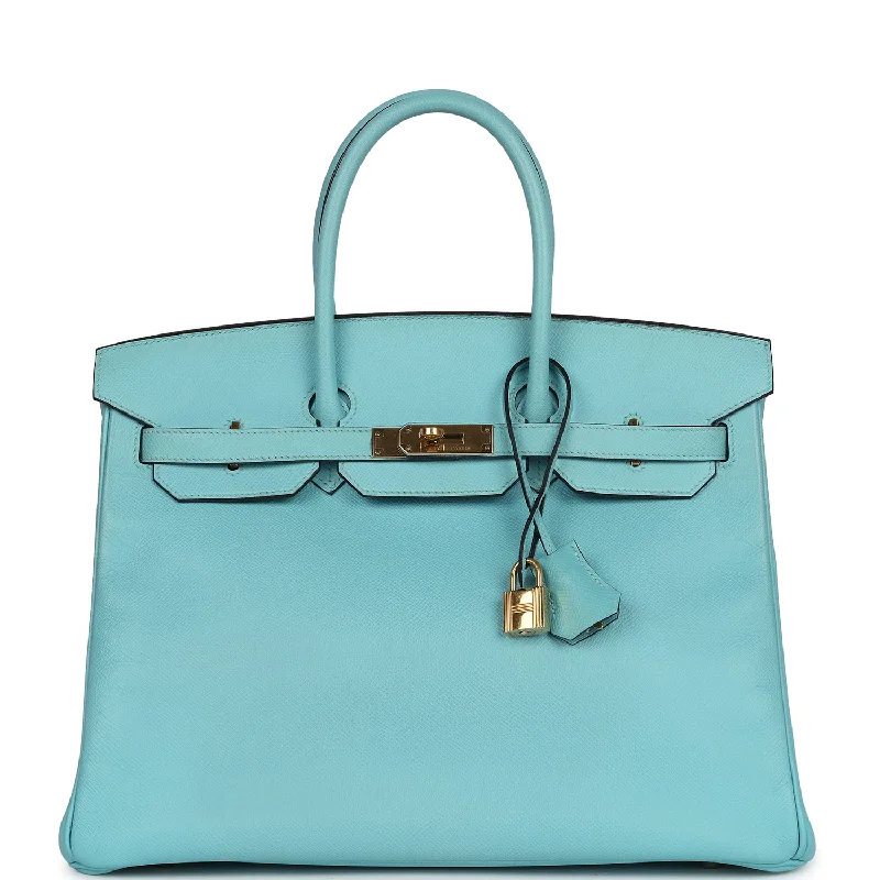  Hermes Birkin 35 Bleu Atoll Epsom Gold Hardware