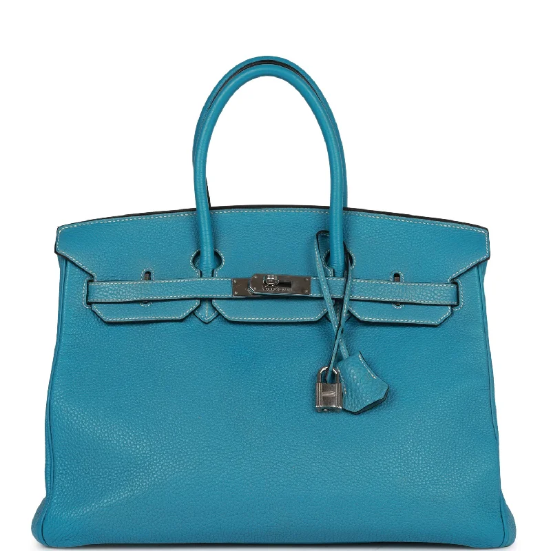  Hermes Birkin 35 Blue Jean Togo Palladium Hardware