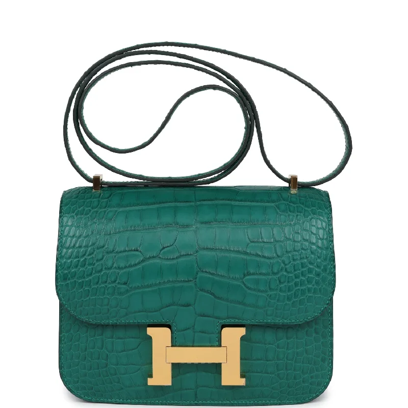 Hermes Constance 18 Malachite Matte Alligator Gold Hardware