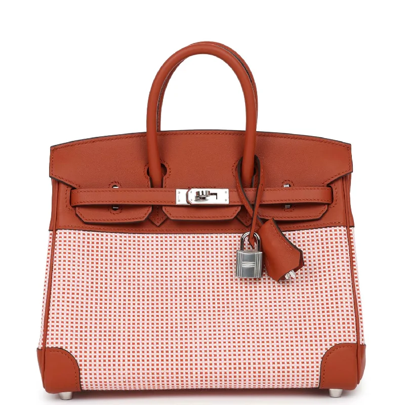 Hermes Quadrille Birkin 25 Sanguine Swift and Toile Palladium Hardware