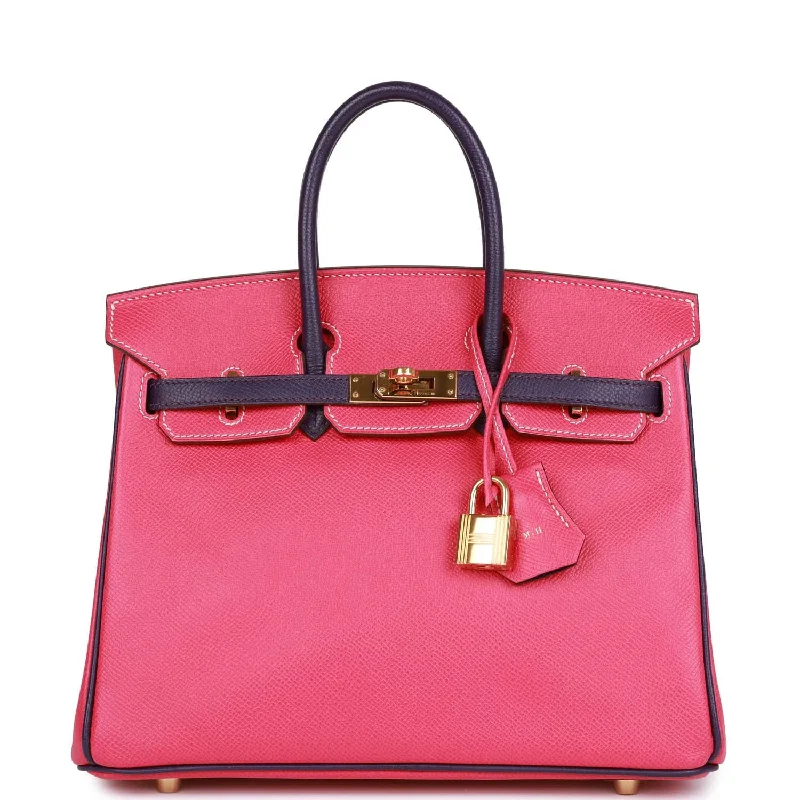  Hermes Special Order (HSS) Birkin 25 Rose Tyrien and Iris Epsom Gold Hardware