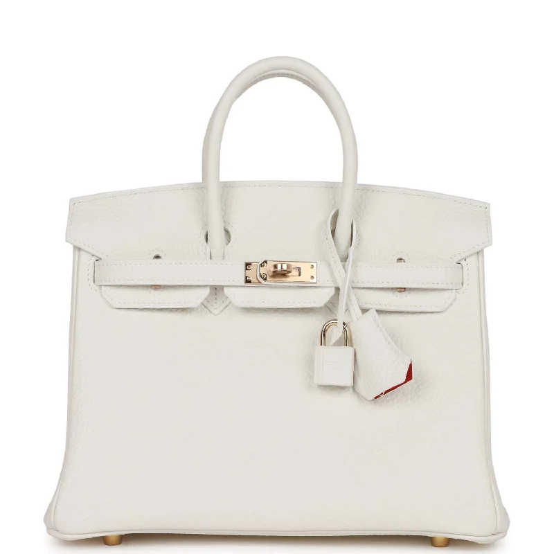 Hermes Special Order (HSS) Birkin 25 White Verso Clemence Permabrass Hardware