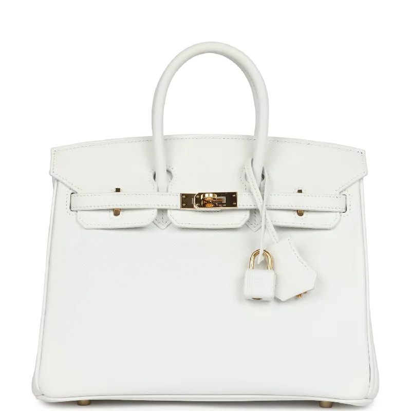  Hermes Birkin 25 White Epsom Gold Hardware