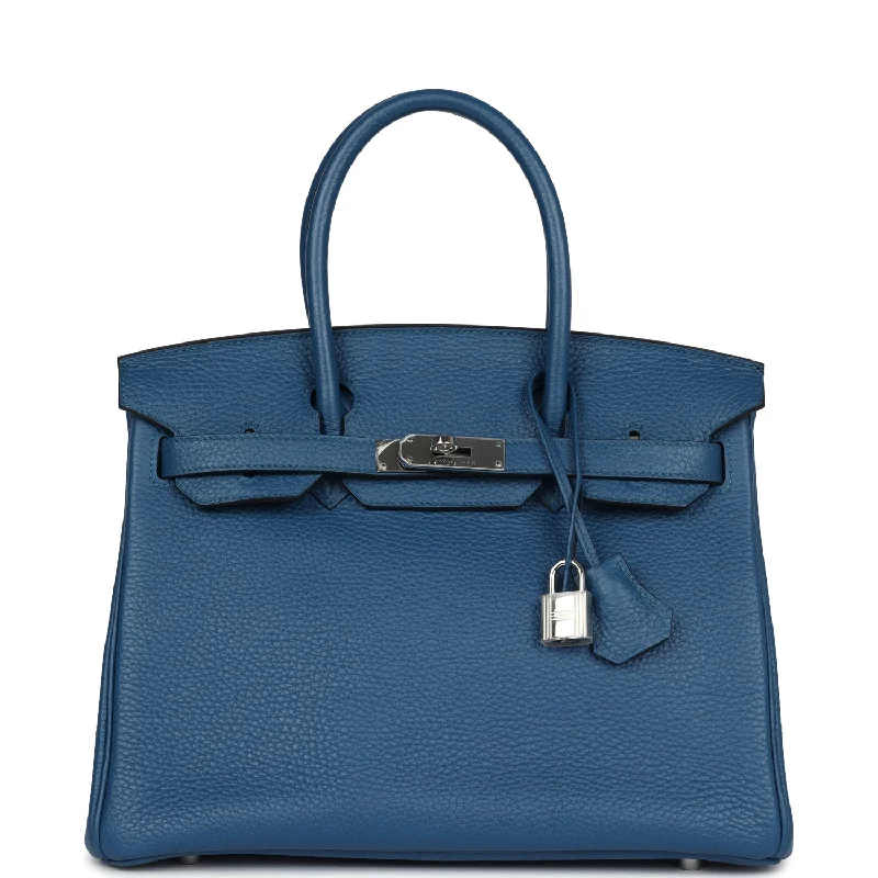  Hermes Birkin 30 Bleu Thalassa Clemence Palladium Hardware