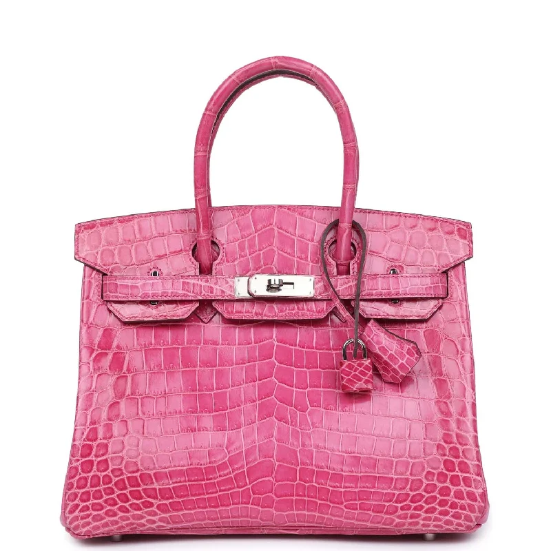  Hermes Birkin 30 Fuschia Shiny Niloticus Crocodile Palladium Hardware