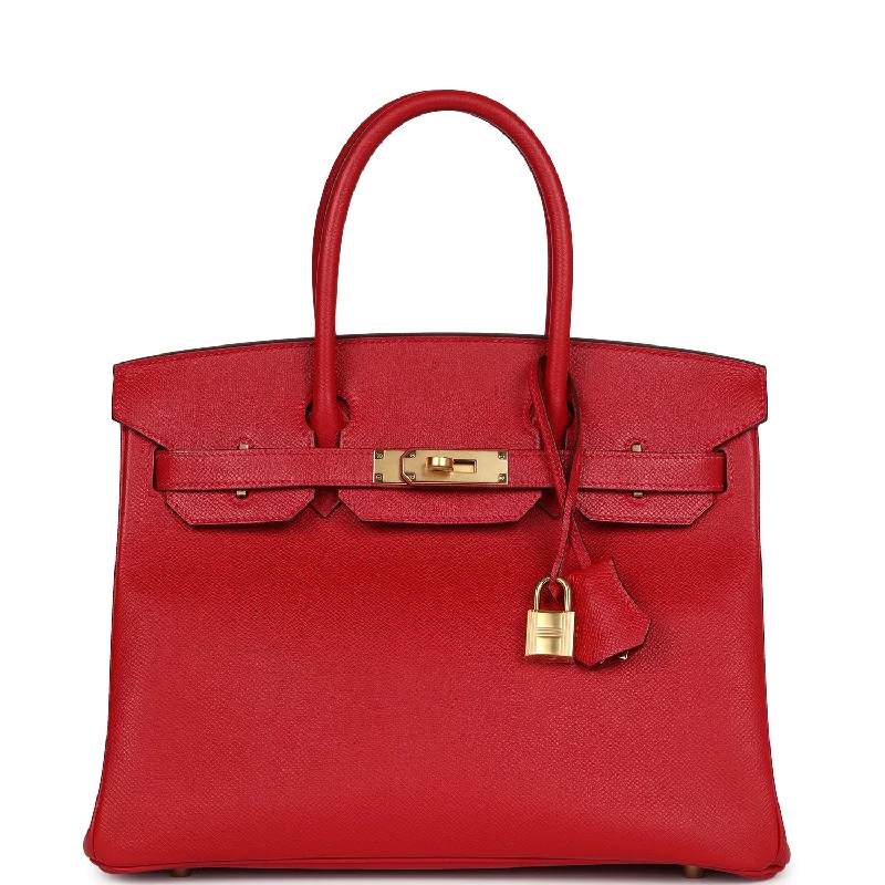  Hermes Birkin 30 Rouge Casaque Epsom Gold Hardware