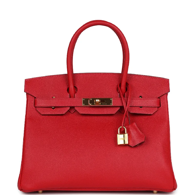  Hermes Birkin 30 Rouge Casaque Epsom Gold Hardware