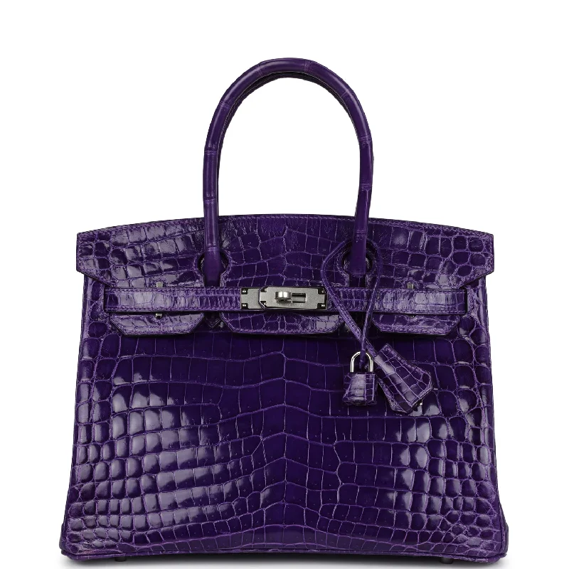  Hermes Birkin 30 Ultraviolet Shiny Niloticus Crocodile Palladium Hardware