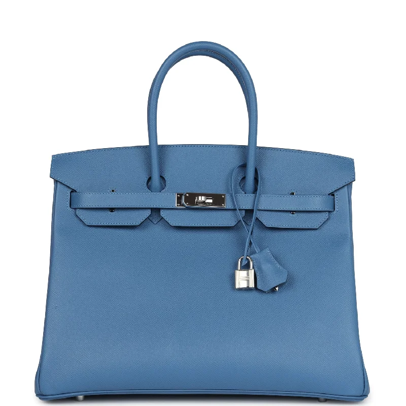  Hermes Birkin 35 Bleu Azur Epsom Palladium Hardware