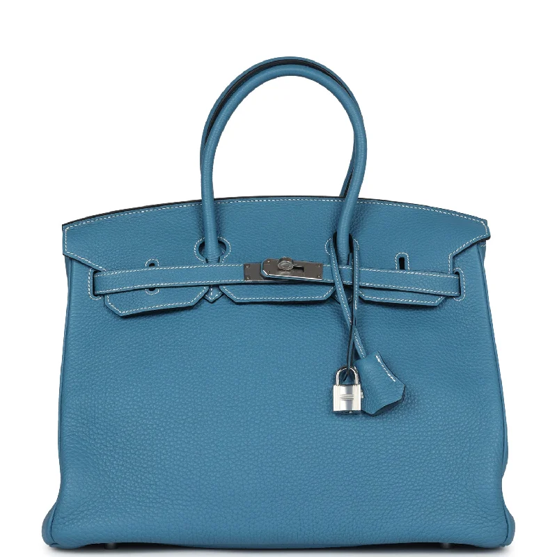  Hermes Birkin 35 Blue Jean Togo Palladium Hardware