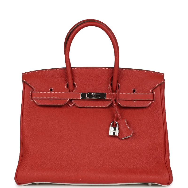  Hermes Birkin 35 Eclat Sanguine and White Clemence Palladium Hardware