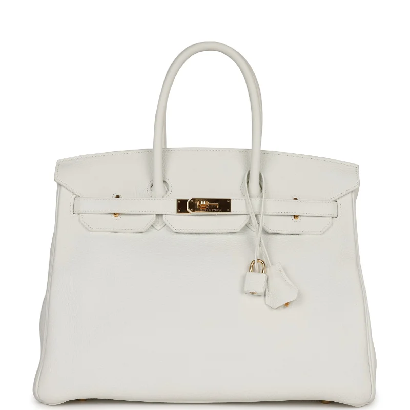  Hermes Birkin 35 White Clemence Gold Hardware