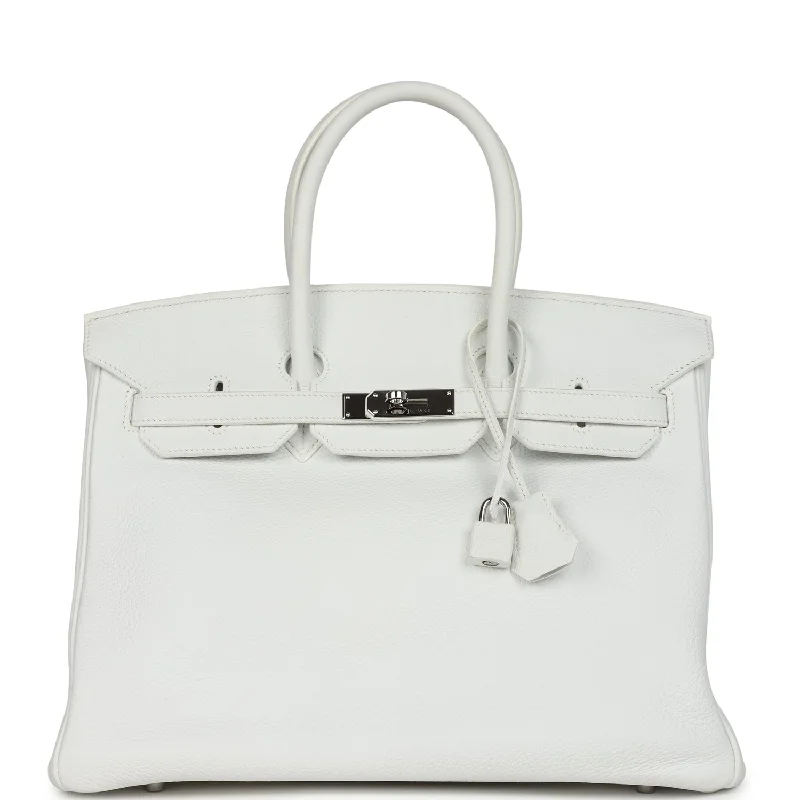  Hermes Birkin 35 White Clemence Palladium Hardware