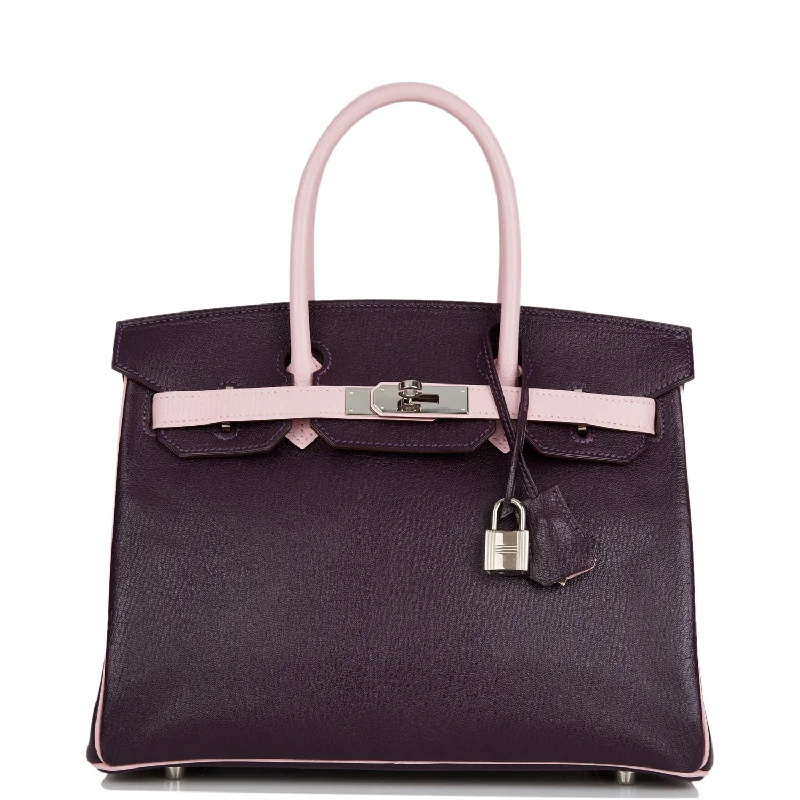  Hermes Special Order (HSS) Birkin 30 Raisin and Rose Sakura Chevre Palladium Hardware