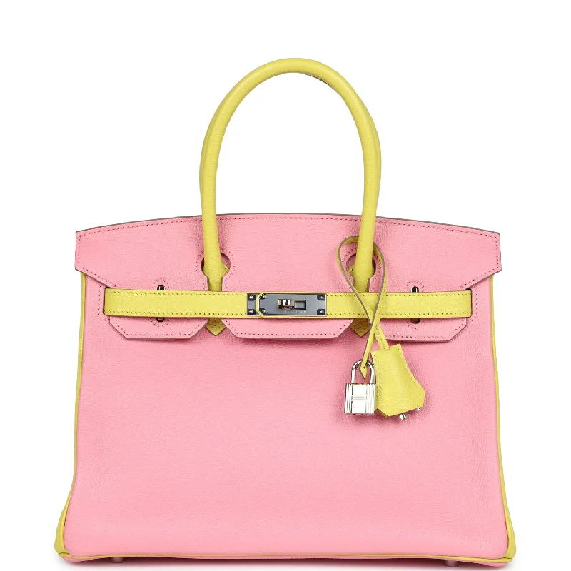  Hermes Special Order (HSS) Birkin 30 Rose Confetti and Lime Chevre Mysore Palladium Hardware