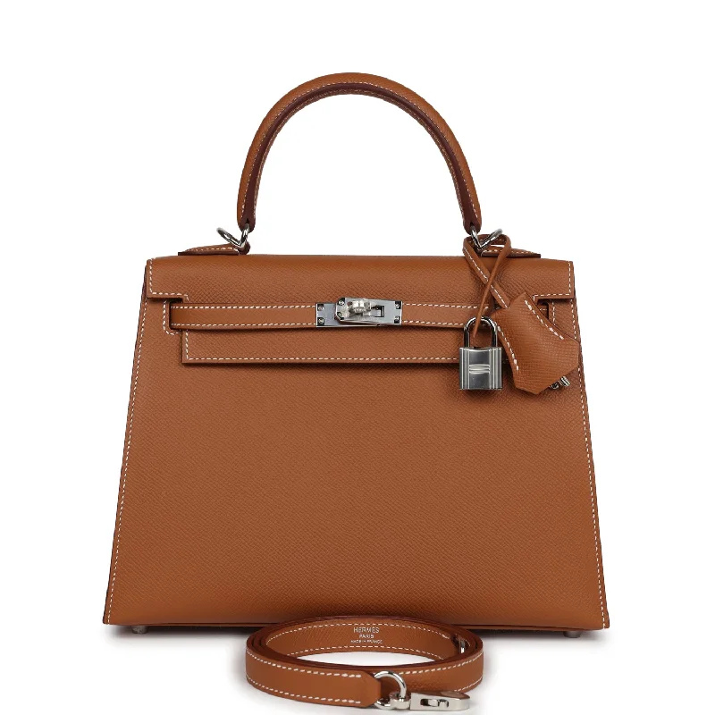 Hermes Kelly Sellier 25 Gold Epsom Palladium Hardware