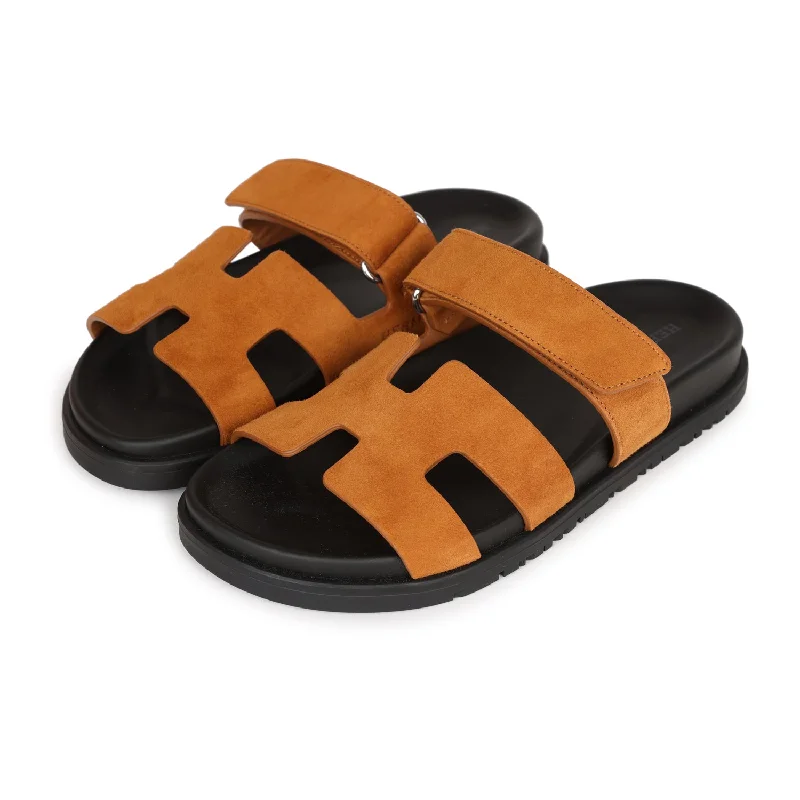 Hermes Chypre Sandals Brown Suede