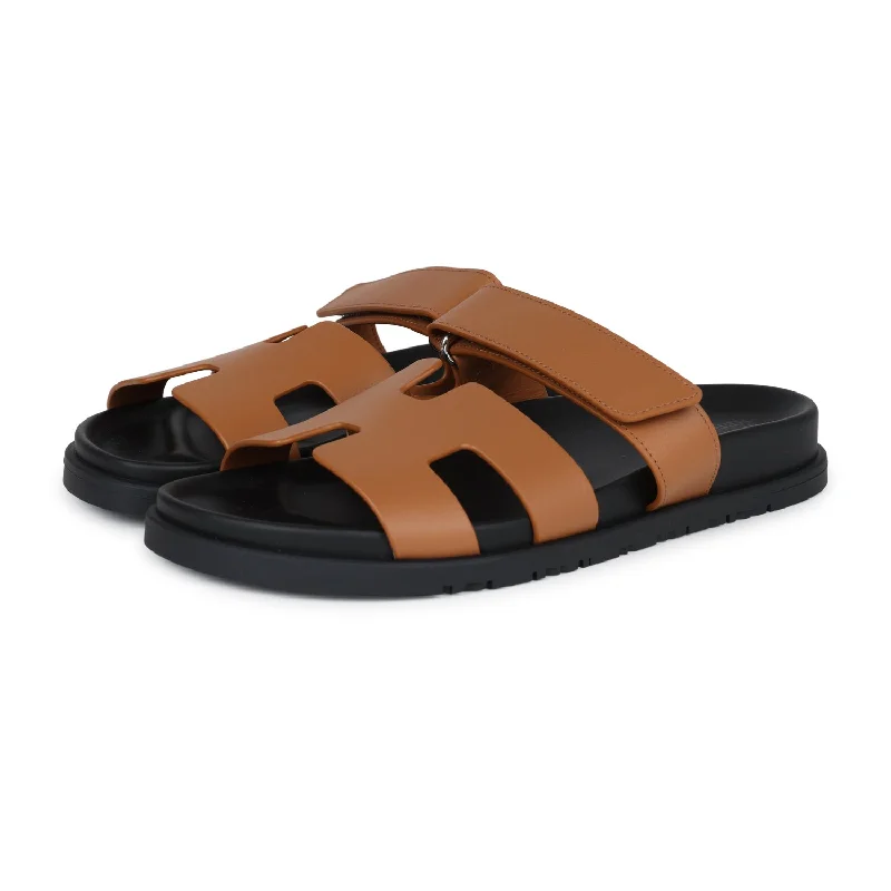 Hermes Chypre Techno Sandals Naturel Calfskin Palladium Hardware