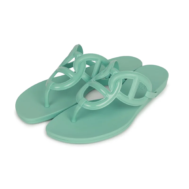 Hermes Egerie Sandals Vert Embrun Rubber