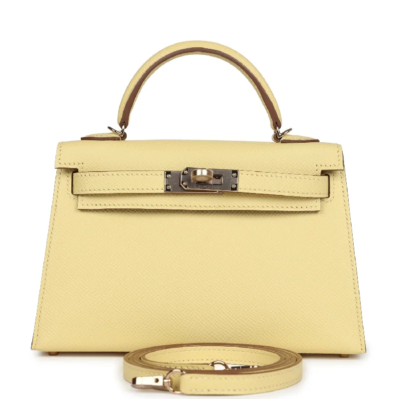 Hermes Special Order (HSS) Kelly Sellier 20 Jaune Poussin Verso Epsom Permabrass Hardware