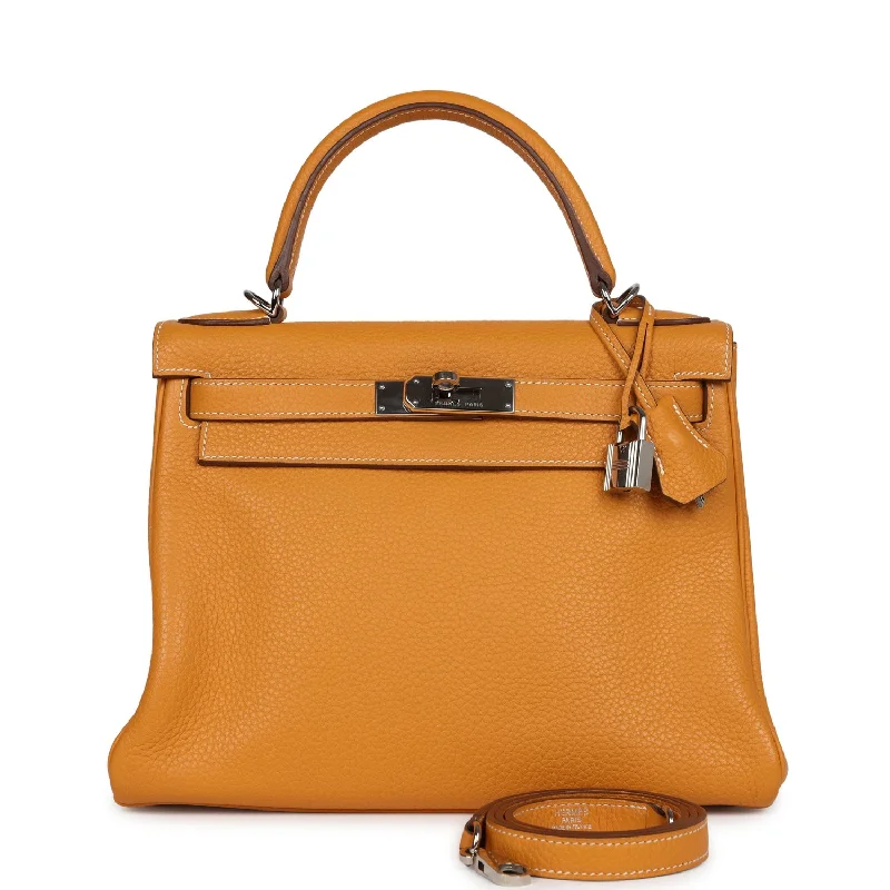 Hermes Kelly Retourne 28 Moutarde Clemence Palladium Hardware