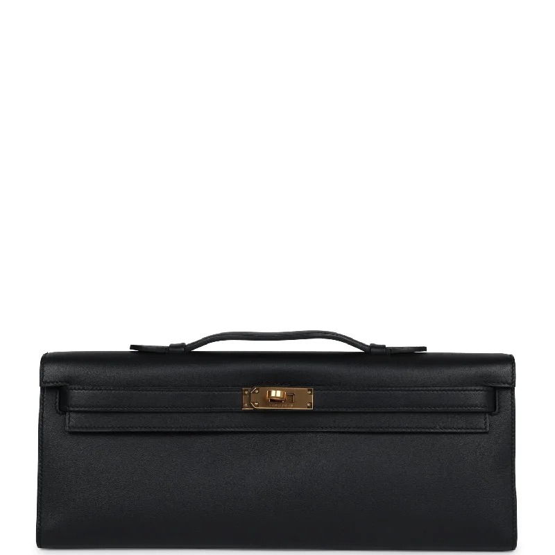 Hermes Kelly Cut Black Swift Gold Hardware