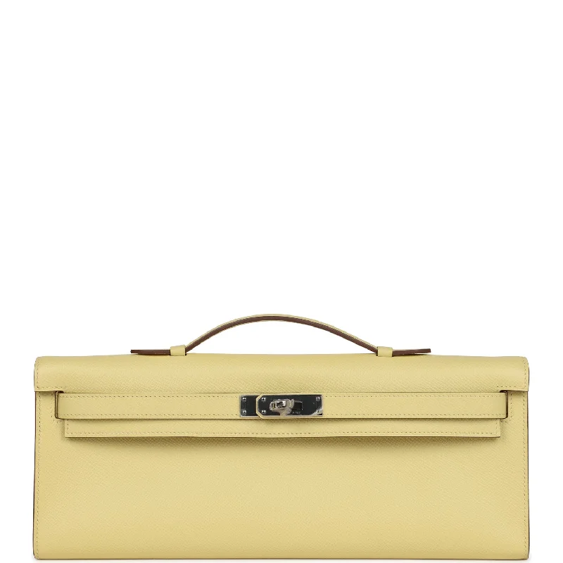 Hermes Kelly Cut Jaune Poussin Epsom Palladium Hardware